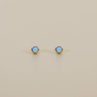 Simple Stud Synthetic Blue Opal Earrings | Gold Vermeil
