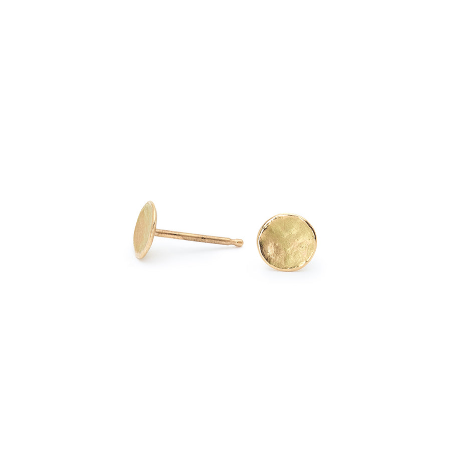 Gold disc earrings stud on sale