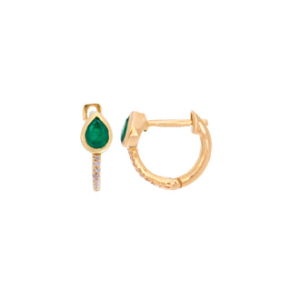 Emerald Pear and Diamond Hoops