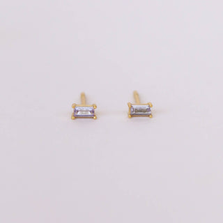 Baguette Lilac Earrings | Gold Vermeil