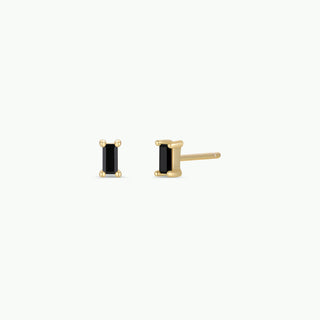 Baguette Black Earrings | Gold Vermeil