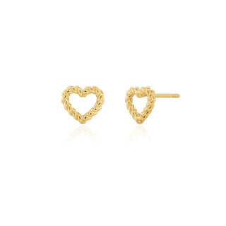 Roped Open Heart Stud Earrings | 10k
