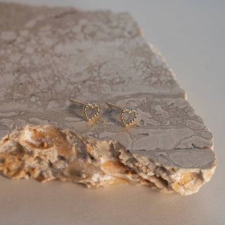 Roped Open Heart Stud Earrings | 10k