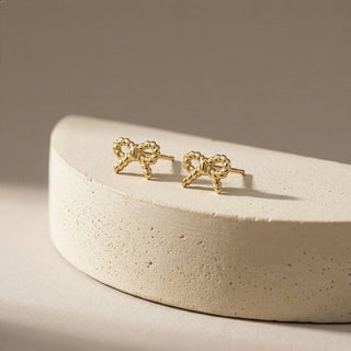 Ribbon Bow Stud Earrings | 10k