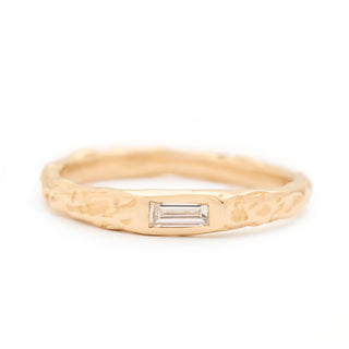 One Of A Kind Baguette Diamond Hand-Carved Band