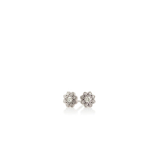 Diamond Moonflower Charm Stud Earrings
