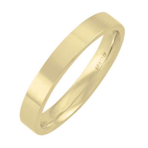 3mm Flat Top Comfort Fit Cigar Band 14k Yellow Gold Anne