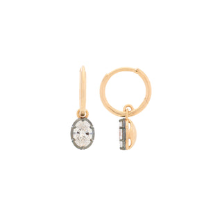 0.70tcw Oval Lab Diamond Georgian Drop Hoop Earrings