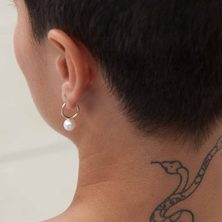 Pearl Moon Hoop Earrings