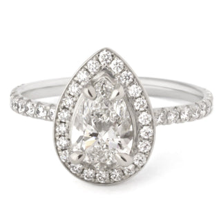 One of a Kind Pear Halo Diamond Ring - Anne Sportun Fine Jewellery