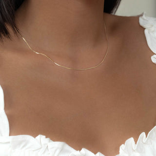 Thin Herringbone Chain Necklace | 10k