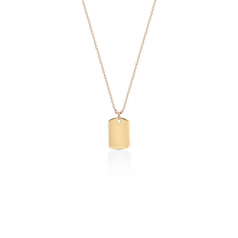 10k gold top dog tag necklace