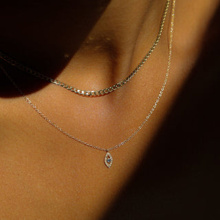 Evil Eye Necklace | 14k | Sapphire + Diamond