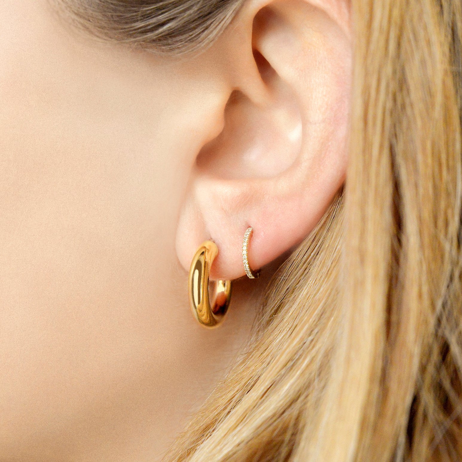 4mm Tube Hoops 14mm Gold Anne Sportun Fine Jewellery