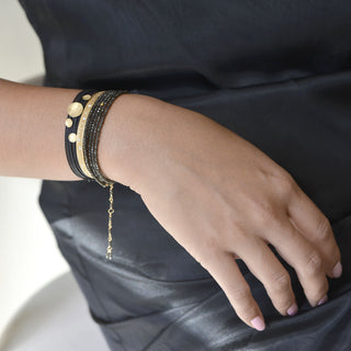 Obsidian Bead Wrap Bracelet - Necklace