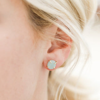Amazonite Prong Studs | Gold Plated