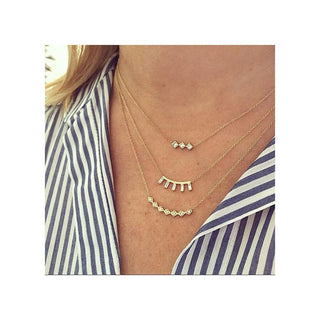 3 PRINCESS DIAMOND BAR NECKLACE - Anne Sportun Fine Jewellery
