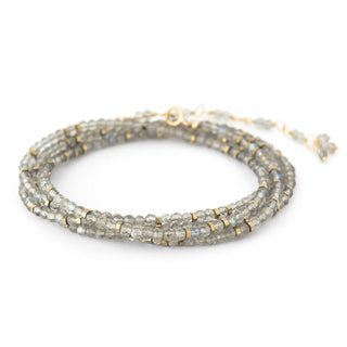 Labradorite Gemstone Wrap Bracelet - Necklace