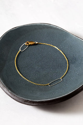 Rectangle & Delicate Gold Chain Bracelet - Anne Sportun Fine Jewellery