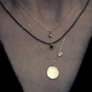 14k Gold Disc & Diamond Charm Necklace