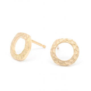 Open Hammered Circle Stud Earring - Anne Sportun Fine Jewellery