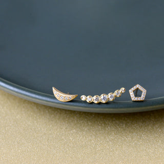 Crescent Flow Stud Diamonds Earrings - Anne Sportun Fine Jewellery