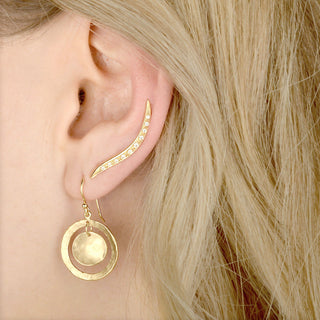 Open Hammered Double Disc Earrings - Anne Sportun Fine Jewellery