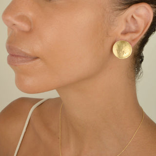 Large Hammered Disc Stud Earrings - Anne Sportun Fine Jewellery