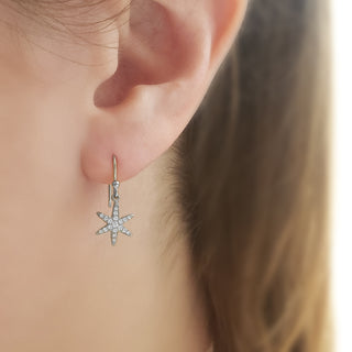 Diamond Pave Star Drop Earrings
