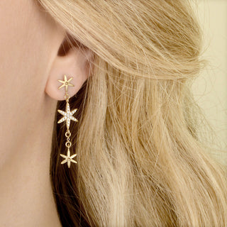 3 Star Diamond Pave Dangler Earring - Anne Sportun Fine Jewellery