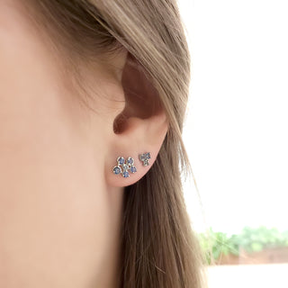 Small Blue Sapphire Flower Cluster Earrings