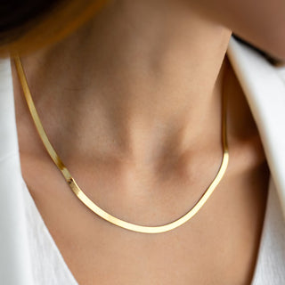 3.5MM Herringbone Chain Necklace | 10k Gold