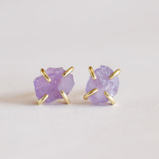 Amethyst Prong Studs | Gold Plated
