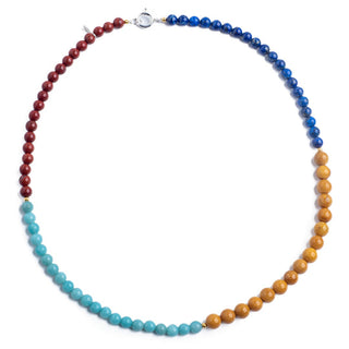 Red Jasper, Amazonite, Yellow Jasper + Lapis Necklace