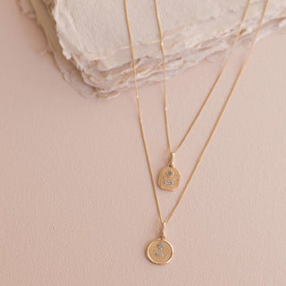 Love Token Necklace Square | 14k & Diamond
