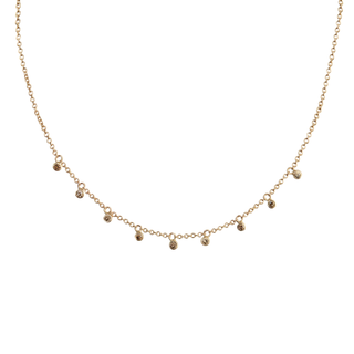 Nine Champagne Diamond Droplets 14k Necklace