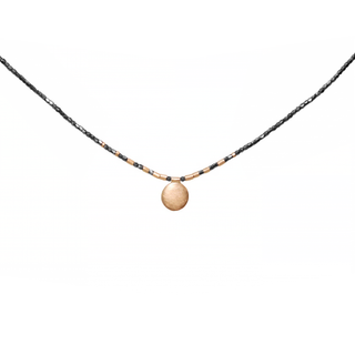 14k Gold disc and Silver Bead Necklace
