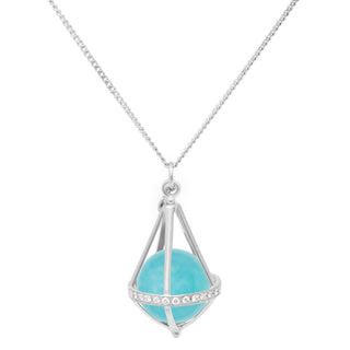 Pentagonal Cage Necklace - With or without Gemstone or Diamond Pave - Amazonite, Chrysocolla, or Moonstone