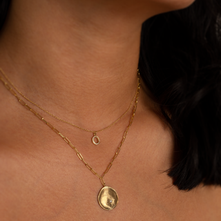 Luna' Star Coin Paper Clip Necklace