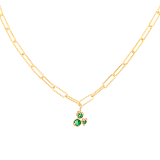 Tiny Emerald Trio Paper Clip Necklace