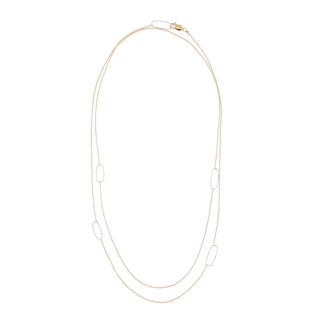 Long Rectangle & Delicate Chain Necklace