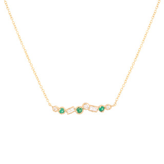 Cascade Diamond And Emerald Bar Necklace