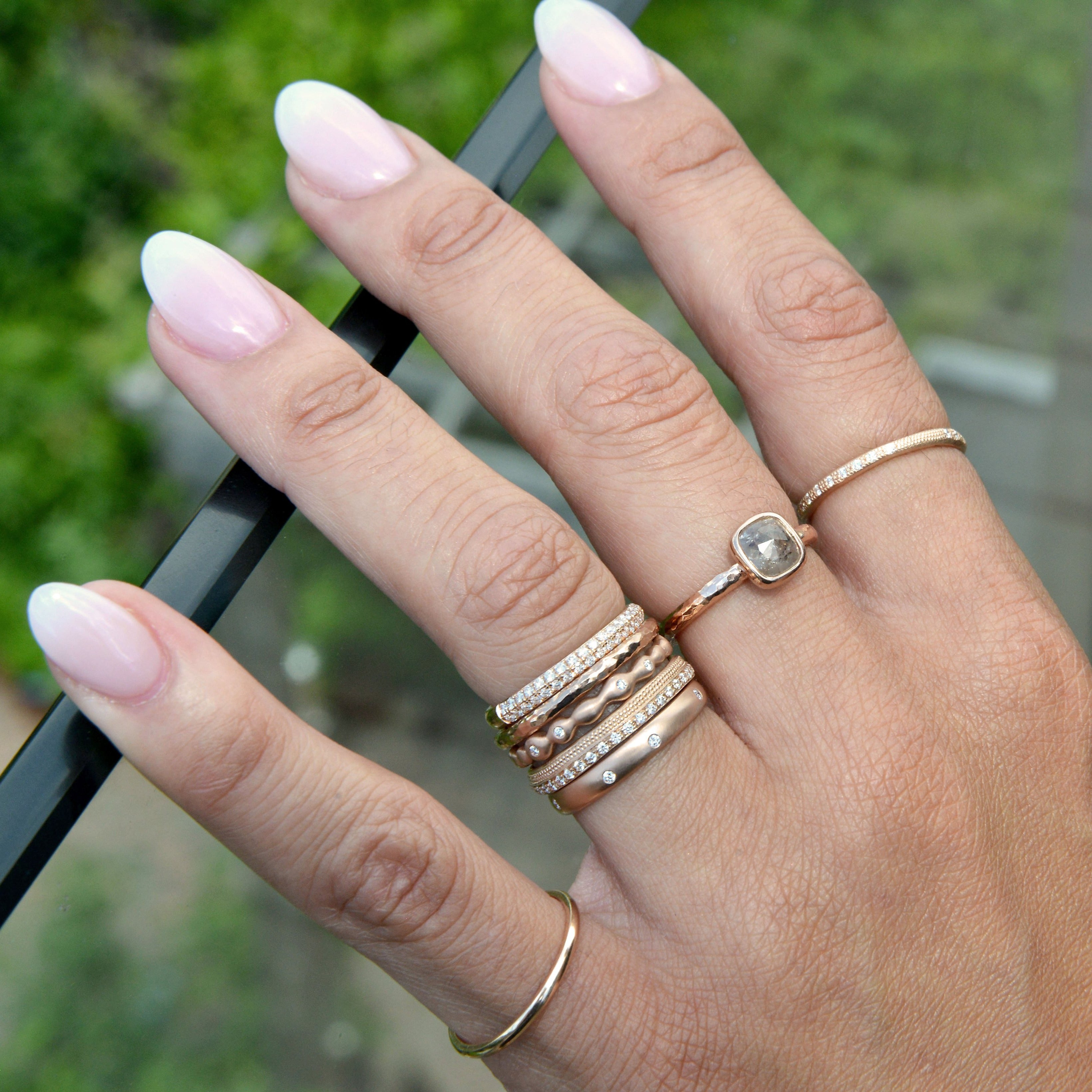 One of a Kind Bezel Set Grey Diamond Ring