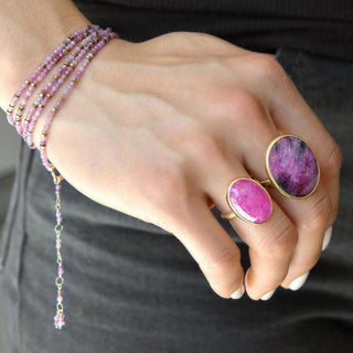 Multi Pink Ruby Wrap Bracelet - Necklace