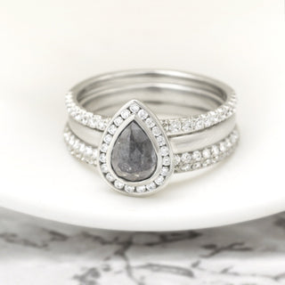 Black Pear Diamond Halo Ring - Anne Sportun Fine Jewellery