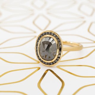 One of a Kind Black Diamond Halo Ring - Anne Sportun Fine Jewellery