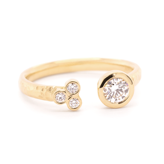 Open Ring w/ Diamond + Diamond Trio and Hammered Band