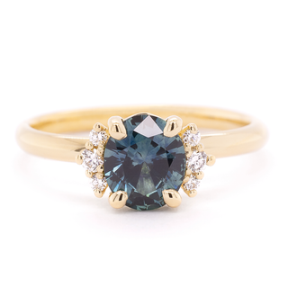 Oval Montana Sapphire and Diamond Cluster Ring