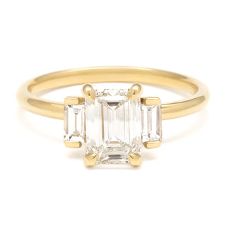 1.39ct Emerald Trinity Diamond Ring