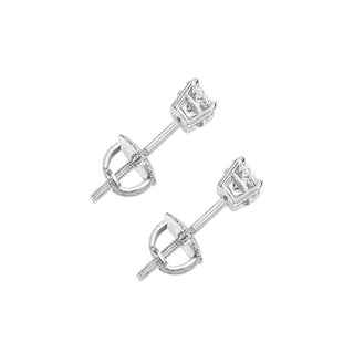 Diamond Stud Earrings - Screw Back - 0.15tcw - 14k White Gold